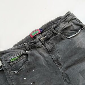 Woman’s grey denim jeans